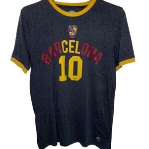 Messi Barcelona Shirt Men's Medium Umbro #10 Gray Graphic Logo